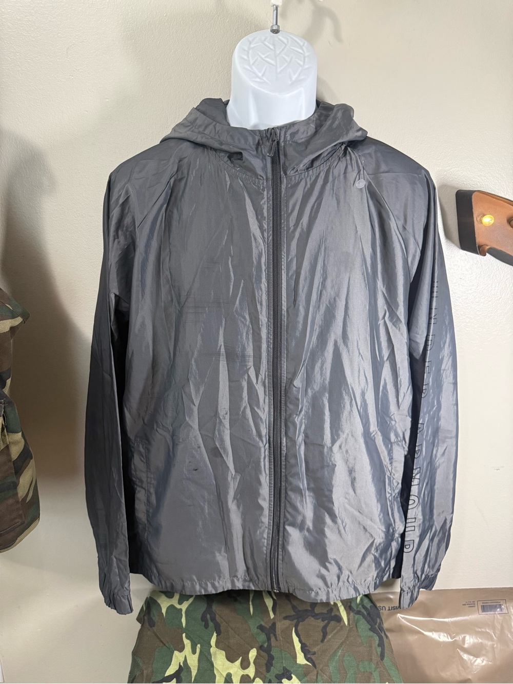 Under Armour Gray Lightweight Hooded Windbreaker